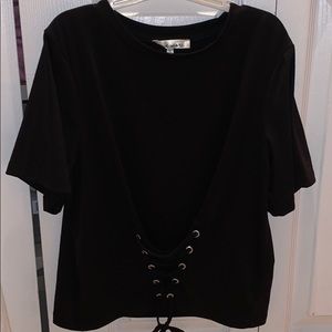 Shirt With Ties on Lower Stomach